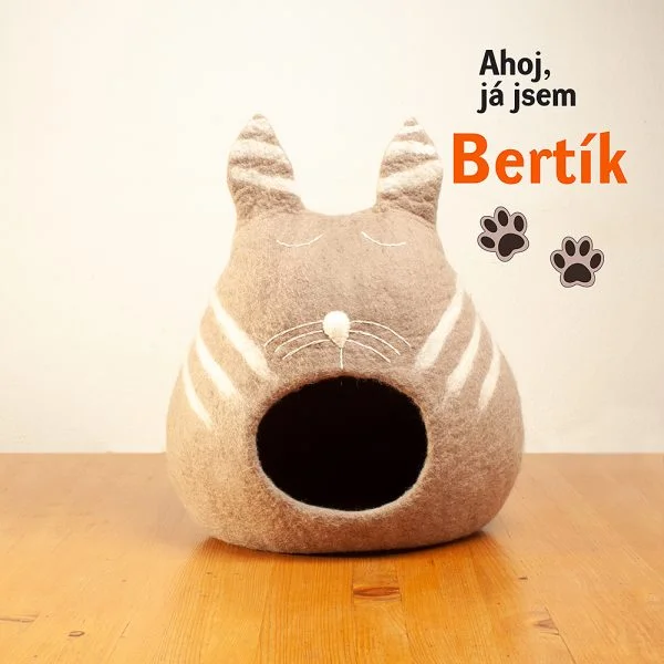 Oválný pelíšek "Face" v barvě latté - Bertík